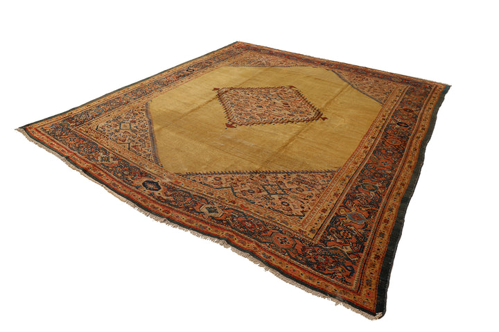 10'x12' Antique Persian Sultanabad Rug | Gold Medallion | Luxury