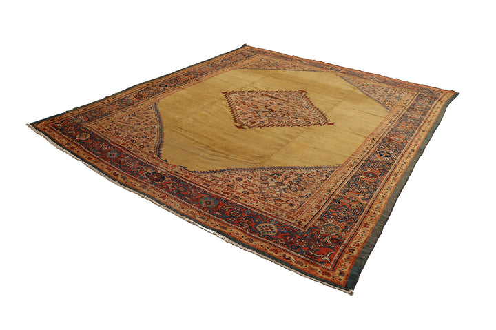 10'x12' Antique Persian Sultanabad Rug | Gold Medallion | Luxury