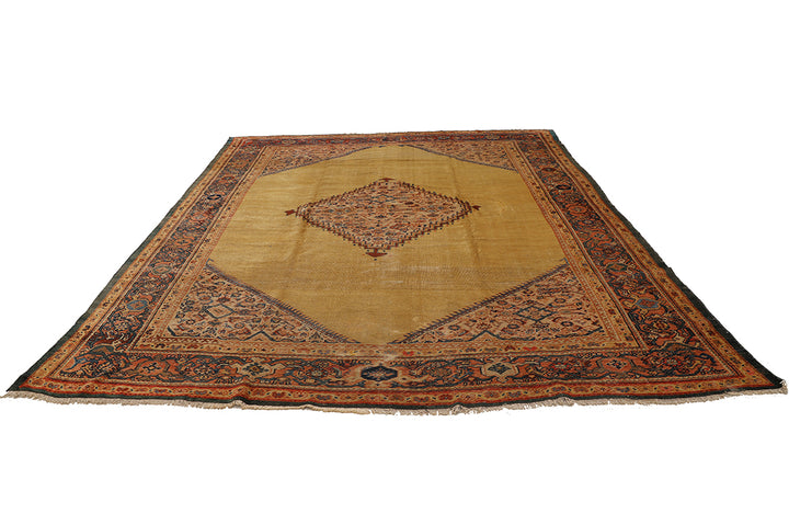 10'x12' Antique Persian Sultanabad Rug | Gold Medallion | Luxury