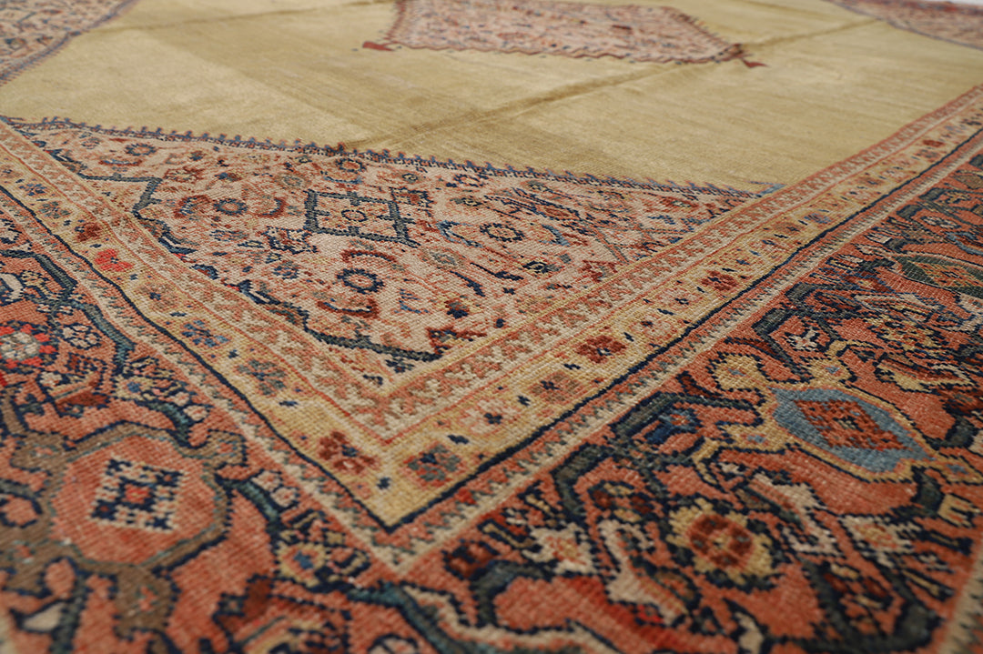 10'x12' Antique Persian Sultanabad Rug | Gold Medallion | Luxury