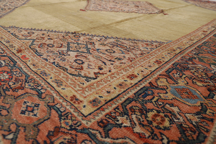 10'x12' Antique Persian Sultanabad Rug | Gold Medallion | Luxury
