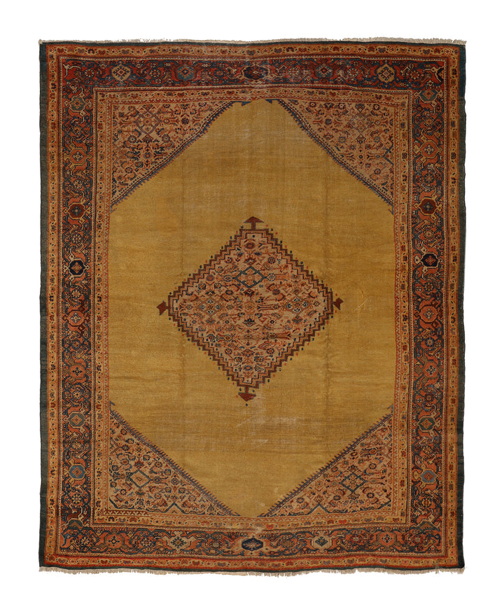 10'x12' Antique Persian Sultanabad Rug | Gold Medallion | Luxury