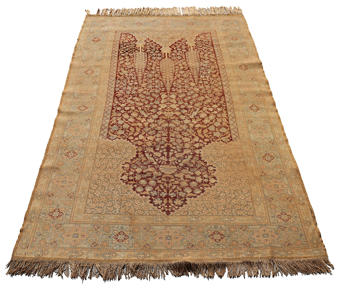 Antique Turkish Kayseri | Gold and Burgundy Rug