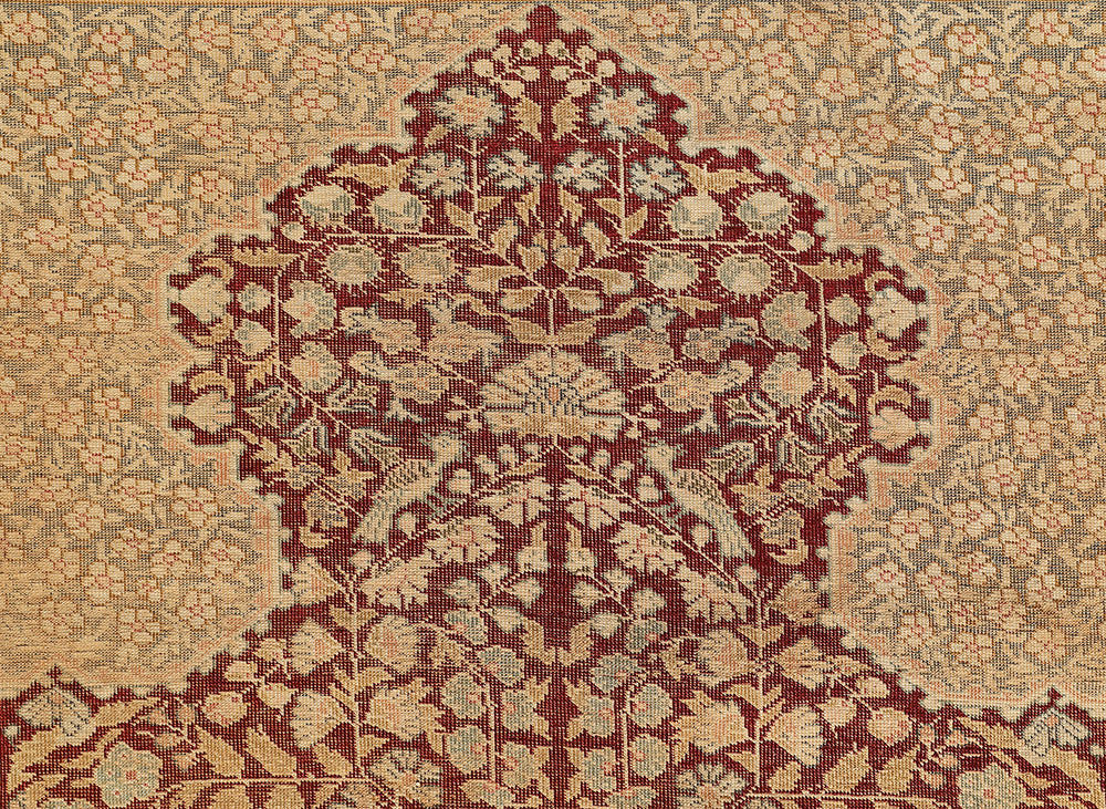 Antique Turkish Kayseri | Gold and Burgundy Rug