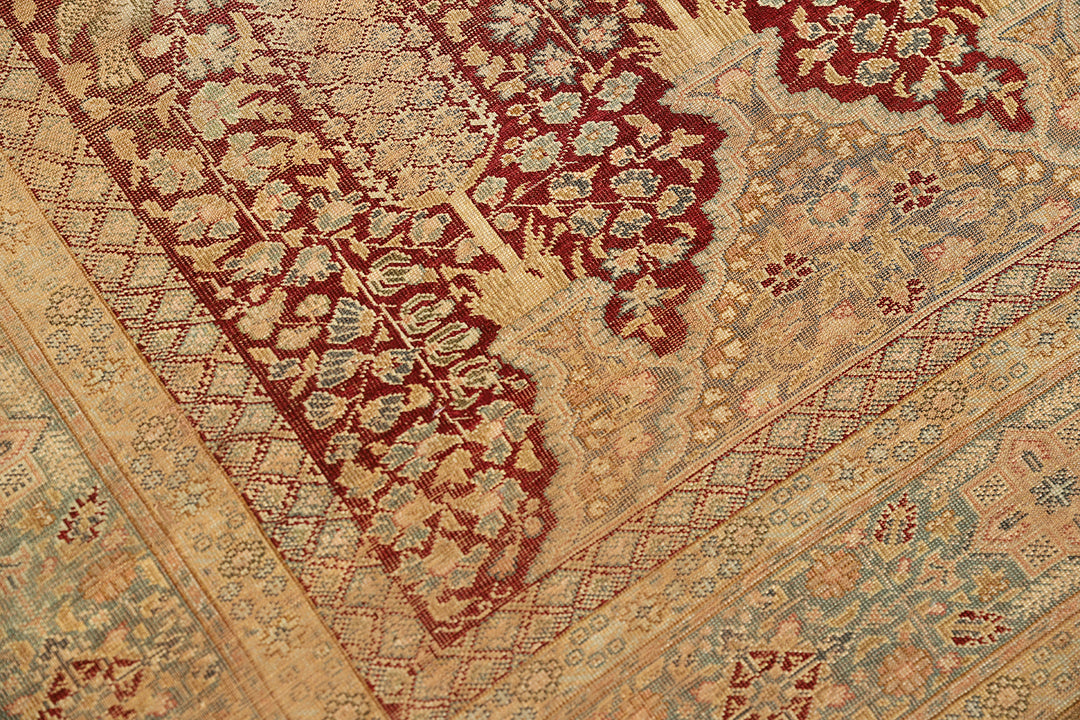 Antique Turkish Kayseri | Gold and Burgundy Rug