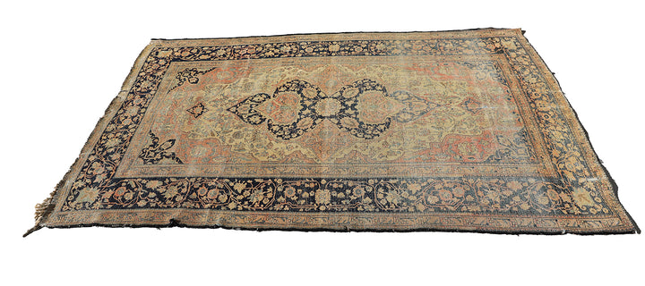 4'x7' Antique Persian Rug | Antique Kashan Muhtashim Rug