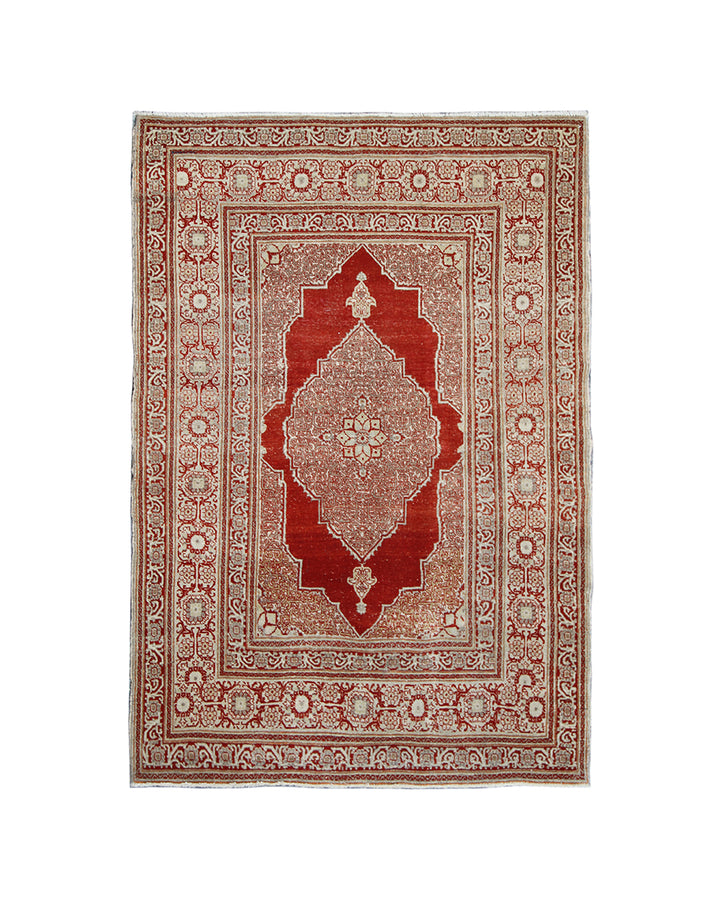 4'x6' Red Persian Rug | Antique Tabriz | Medalion