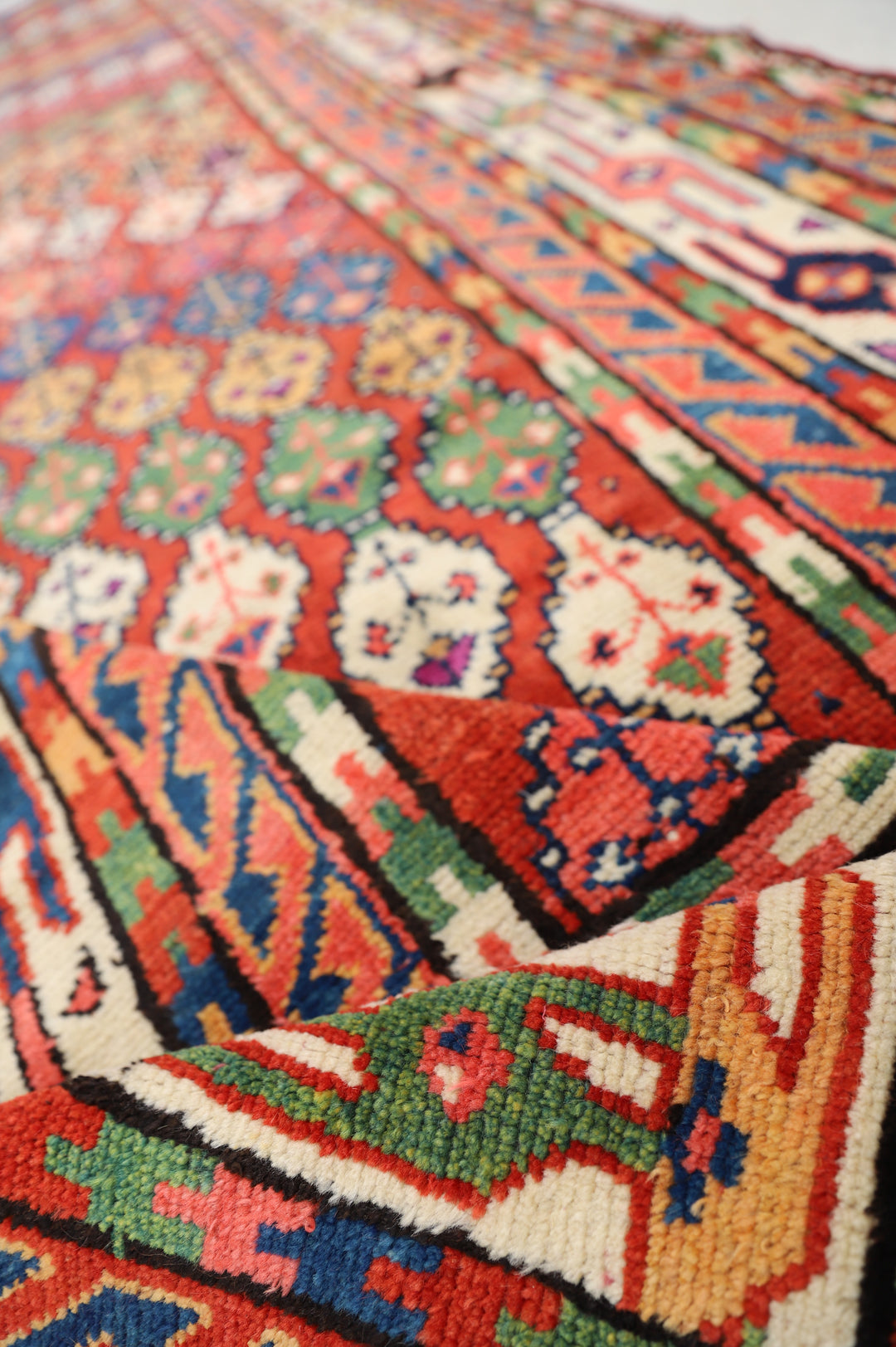 5'x13' Persian Kurdish Tribal Geometric Rug | Hand-Knotted Wool | Women Weavers