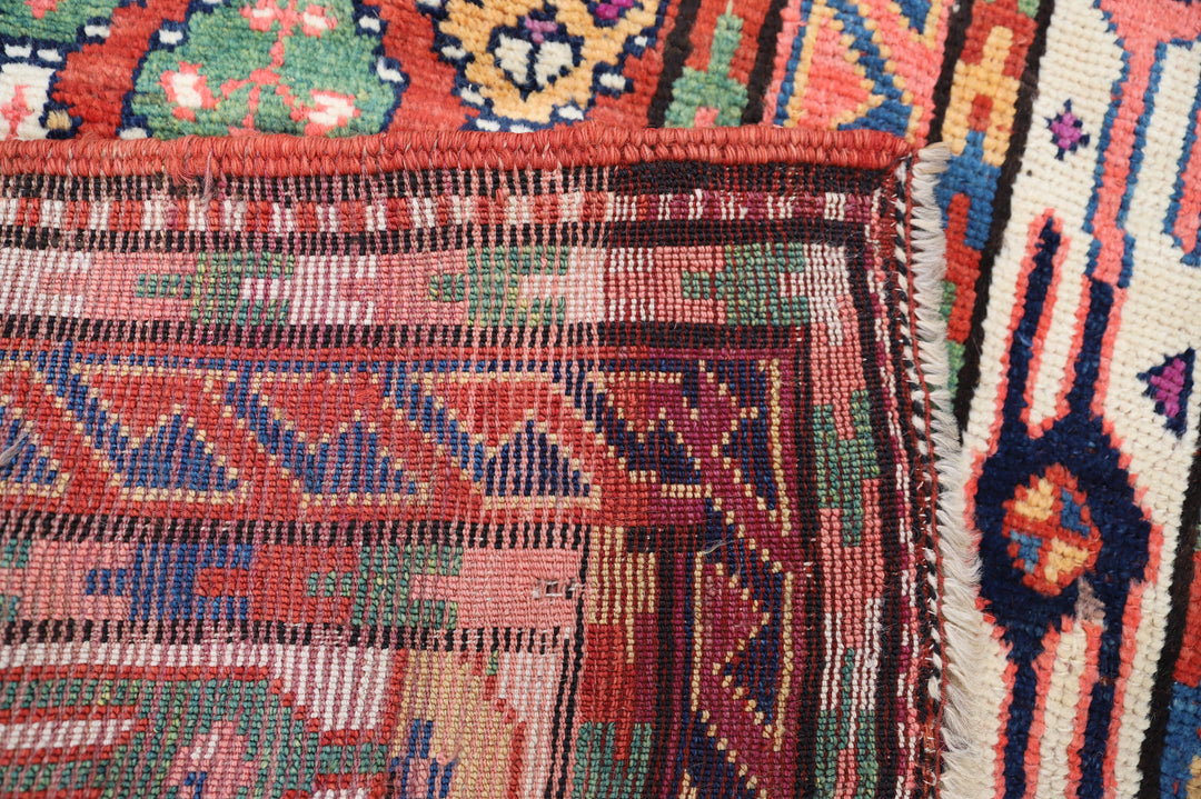 5'x13' Persian Kurdish Tribal Geometric Rug | Hand-Knotted Wool | Women Weavers