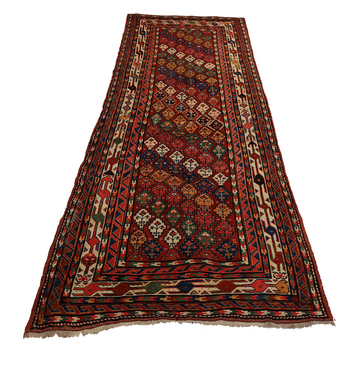 5'x13' Persian Kurdish Tribal Geometric Rug | Hand-Knotted Wool | Women Weavers
