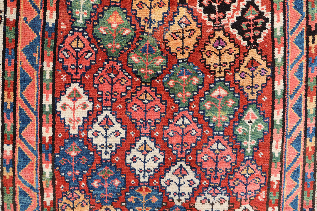 5'x13' Persian Kurdish Tribal Geometric Rug | Hand-Knotted Wool | Women Weavers