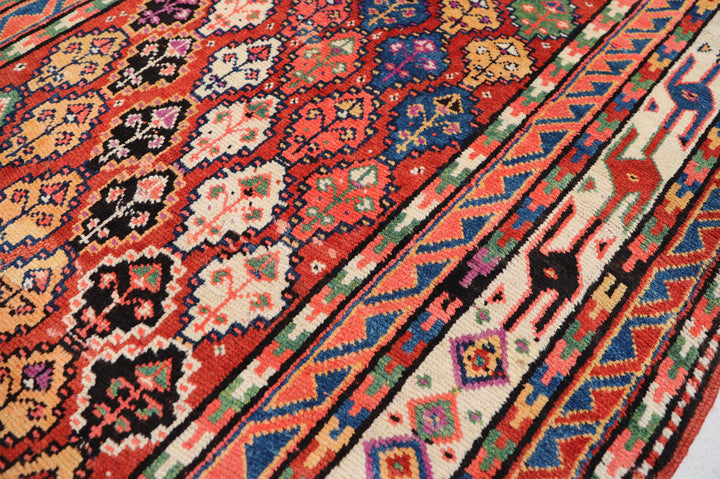 5'x13' Persian Kurdish Tribal Geometric Rug | Hand-Knotted Wool | Women Weavers