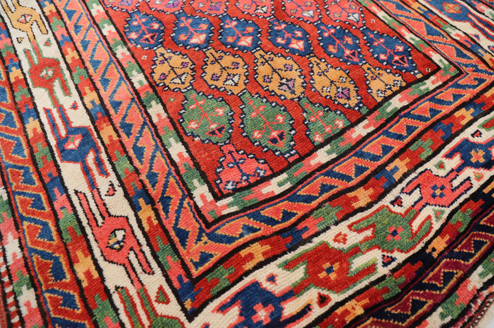 5'x13' Persian Kurdish Tribal Geometric Rug | Hand-Knotted Wool | Women Weavers