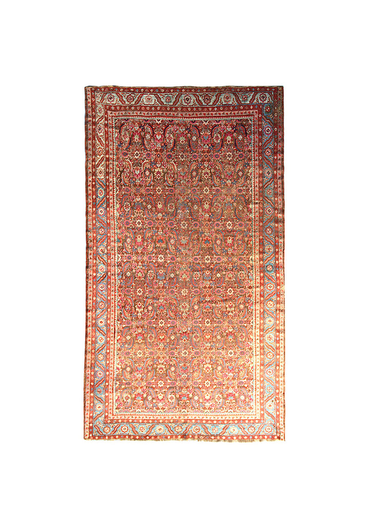 7'x13' Antique Persian Mahal Rug | Brown, Blue & Pink Hand-Knotted Wool Rug | Ariana Rugs