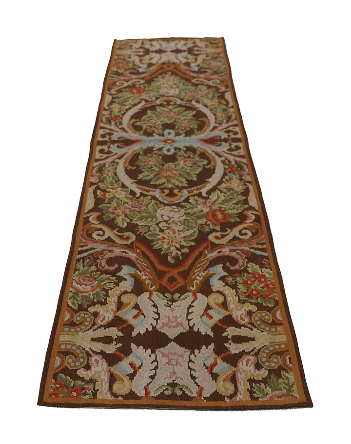 3'x13' Wool Runner Rug | Floral & Contemporary Kilim Runner Rug