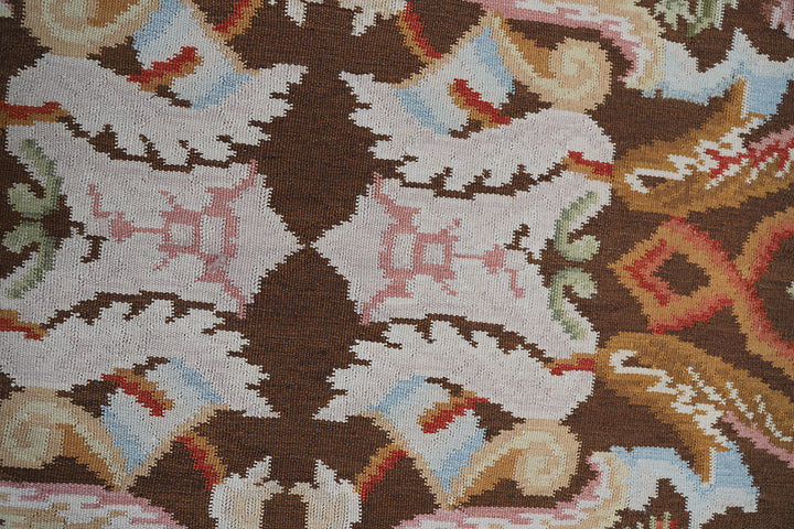 3'x13' Wool Runner Rug | Floral & Contemporary Kilim Runner Rug