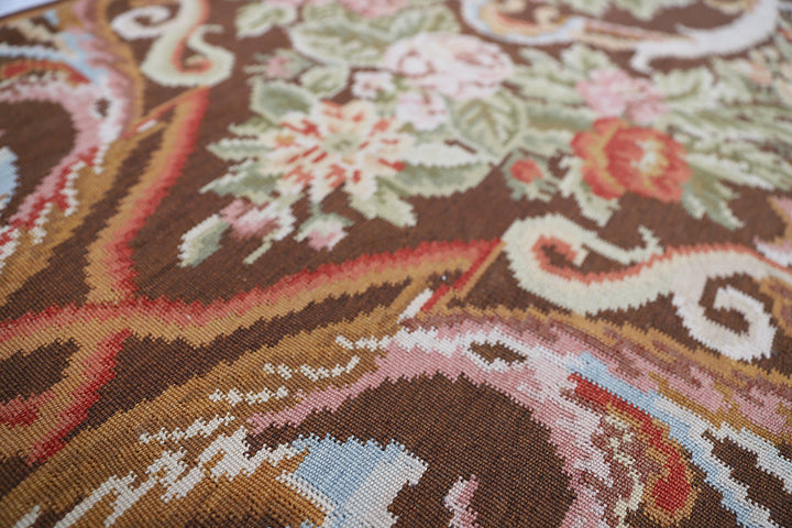 3'x13' Wool Runner Rug | Floral & Contemporary Kilim Runner Rug