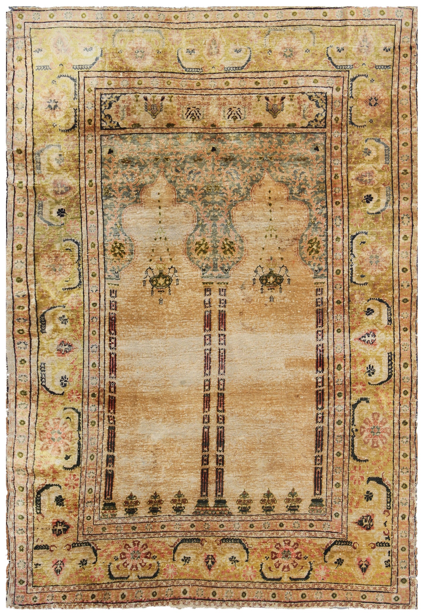 4'x6' Antique and Semi Antique Turkish Silk rug
