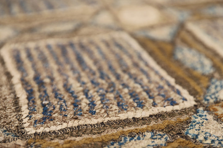 3'x4' Vintage American Hooked Area Rug | Geometric Area Rug