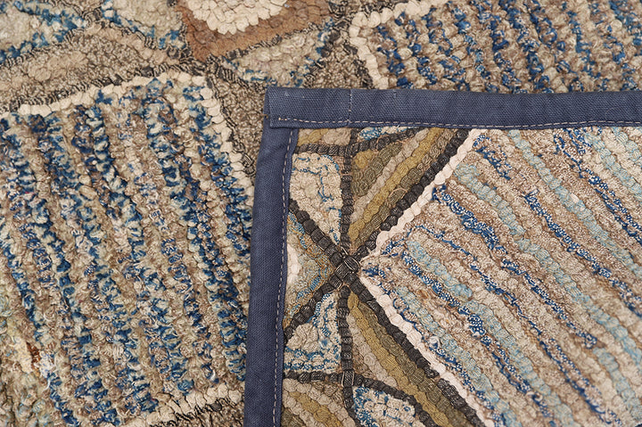 3'x4' Vintage American Hooked Area Rug | Geometric Area Rug