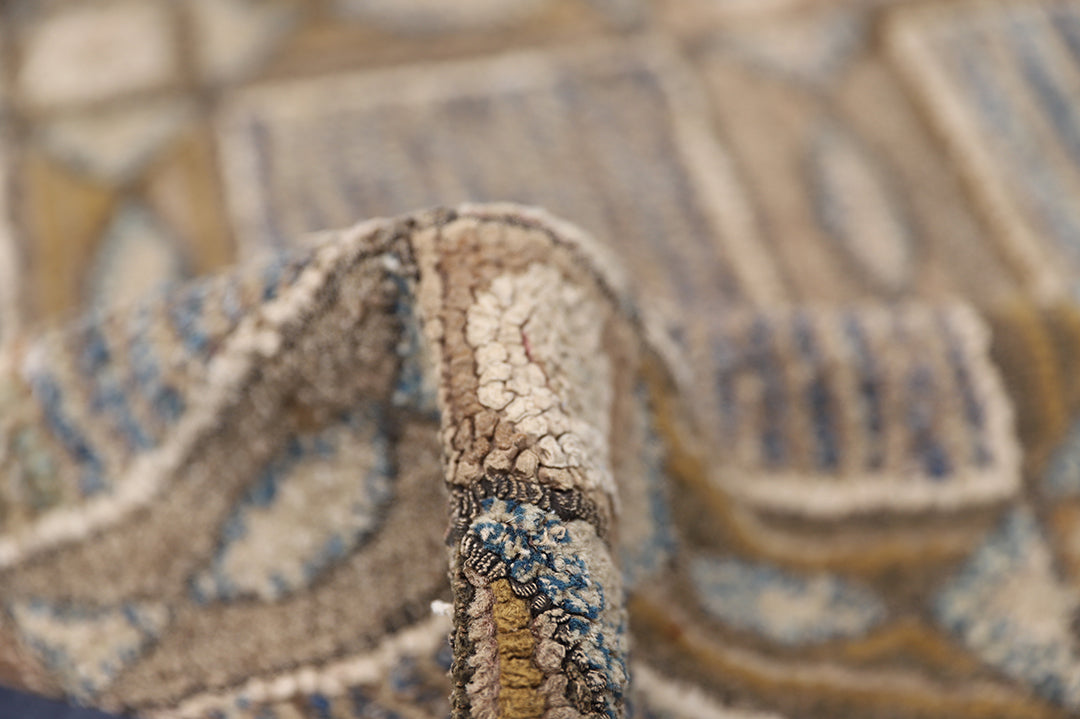 3'x4' Vintage American Hooked Area Rug | Geometric Area Rug