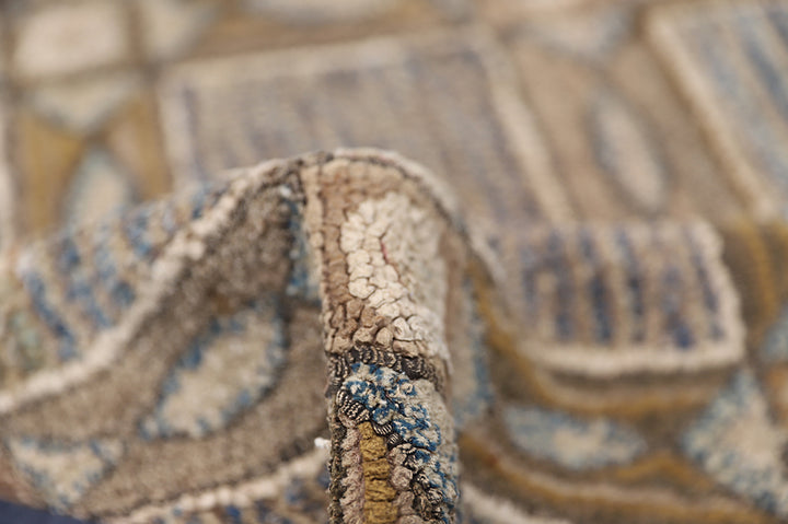 3'x4' Vintage American Hooked Area Rug | Geometric Area Rug