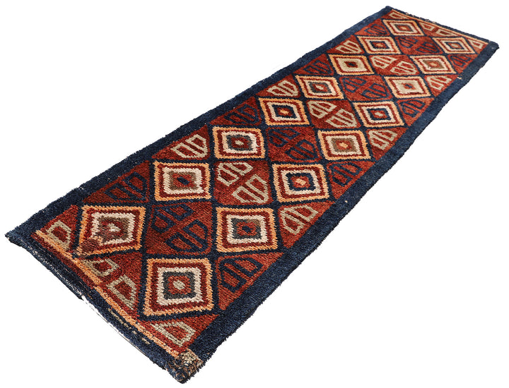 3'x11' Vintage Uzbek Kirgiz Shag Rug