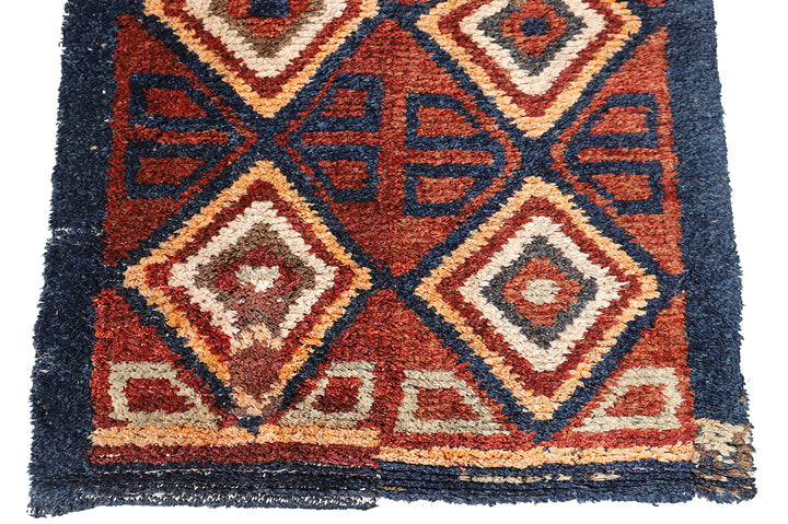 3'x11' Vintage Uzbek Kirgiz Shag Rug