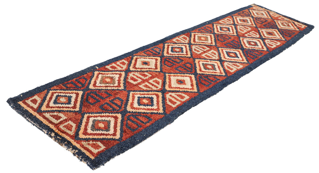 3'x11' Vintage Uzbek Kirgiz Shag Rug