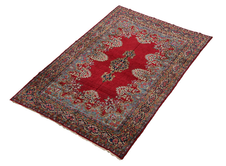 7'x11' Persian Floral Kerman Rug – Wool | Hand-Knotted in Persia