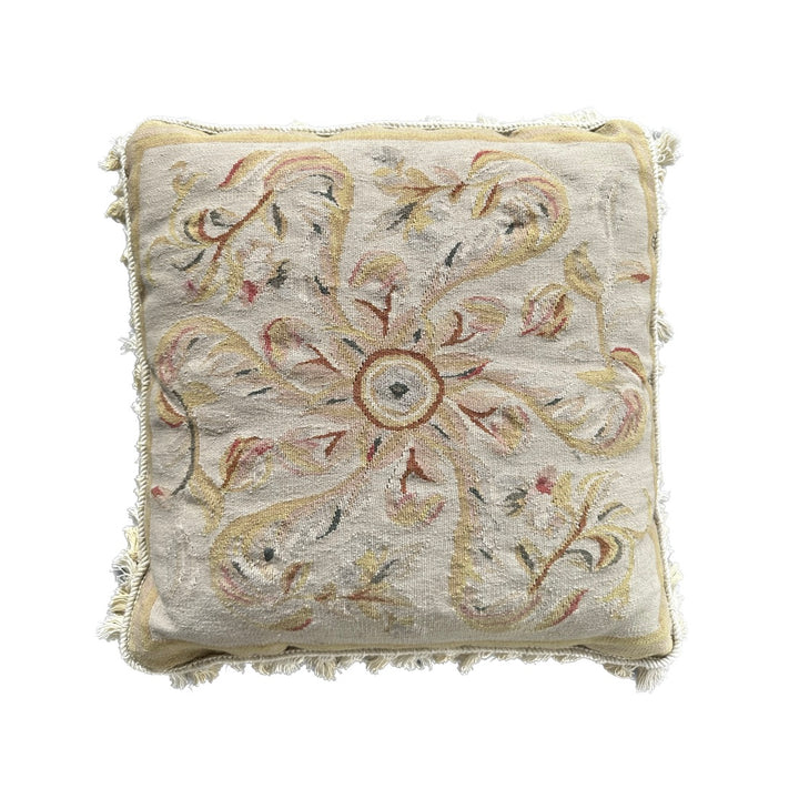 20" x 20" Cream Beige Tan Floral Aubusson Style Pillowcase