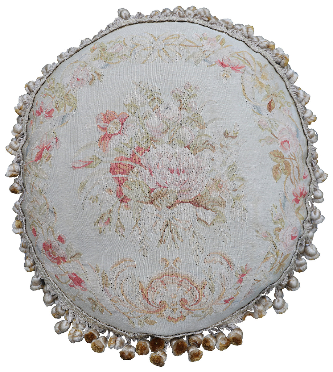 2'x2' Fine Silk Aubusson Weave Floral Round Pillowcase