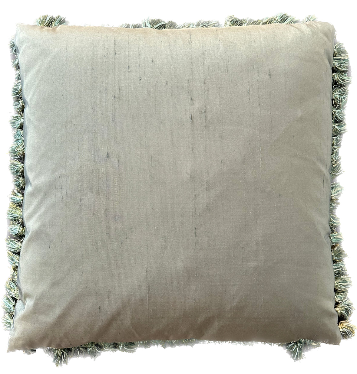24''x24'' Hand Woven Silk and Wool Aubusson Pastel Green Pillowcase