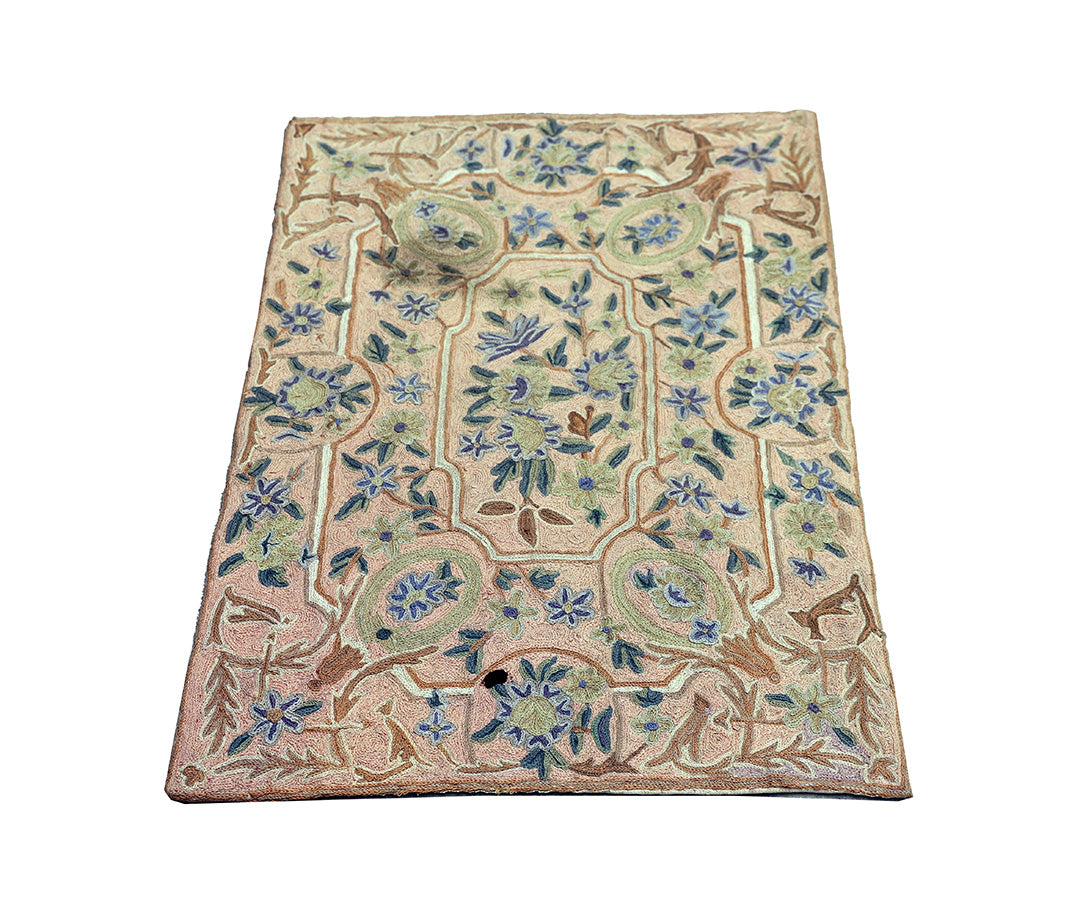 2'x4' Pink Floral Area Rug | Indian Chainstitched Rug