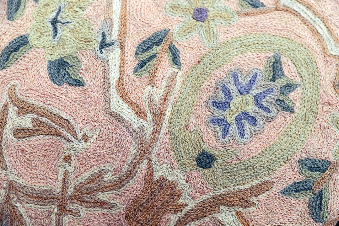 2'x4' Pink Floral Area Rug | Indian Chainstitched Rug