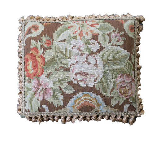 18"x21" Brown Floral Hand Woven Pillow Case