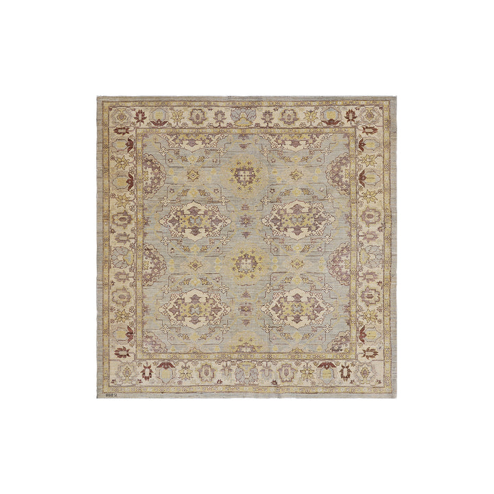 6'x7' Ariana Traditional Agra Design Hand Knotted Square Medium Size Rug