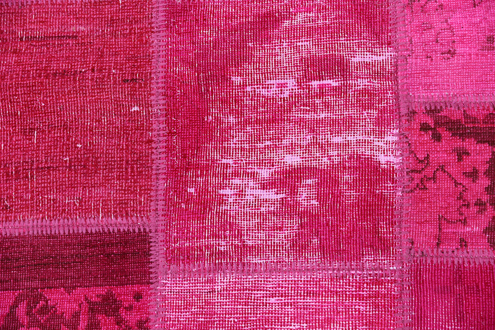 6'x10' Afghan Rug | Ariana Hot Pink Patchwork Rug
