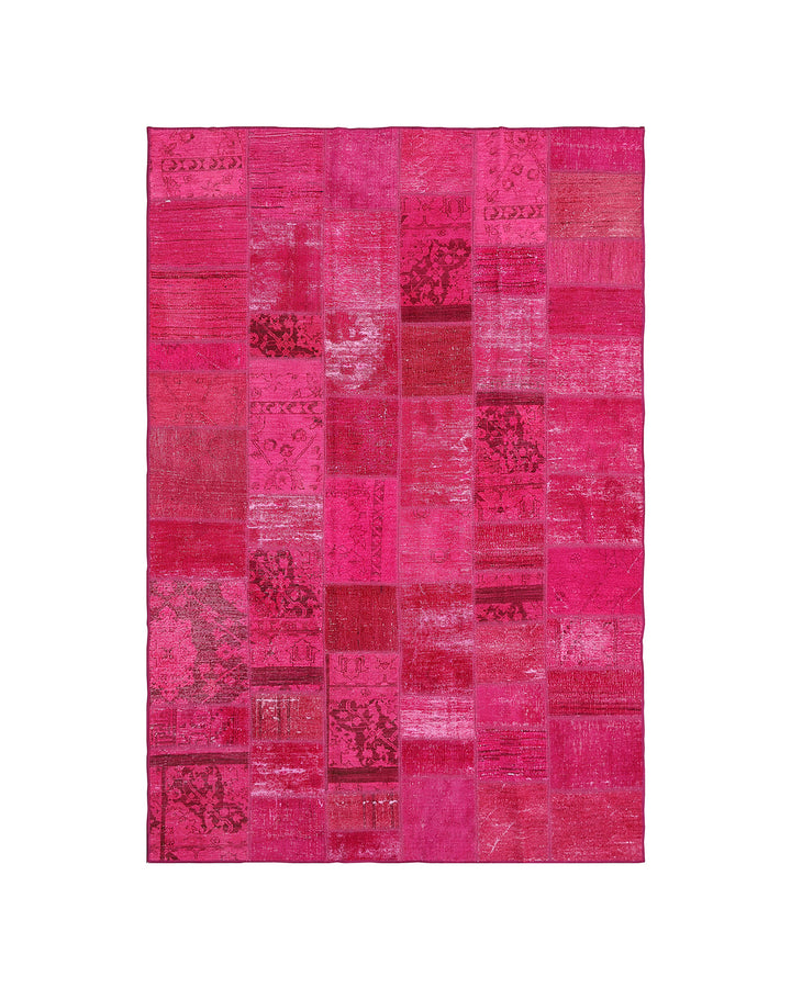 6'x10' Afghan Rug | Ariana Hot Pink Patchwork Rug