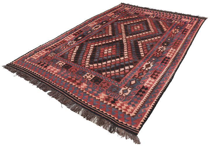 Decorative rug with geometric pattern on a white background