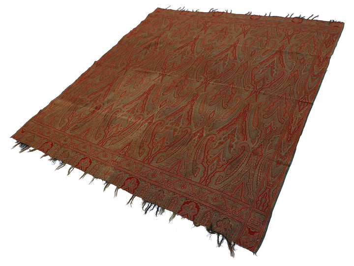 6'x6' Antique Kashmiri Shawl | Hand Woven Paisley Textile
