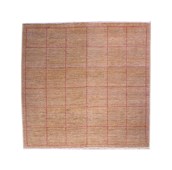 Rug with a grid pattern on a camel background