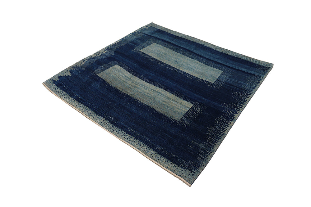 6'x6' Persian Rug | Gabbeh | Shiraz | Blue Rug