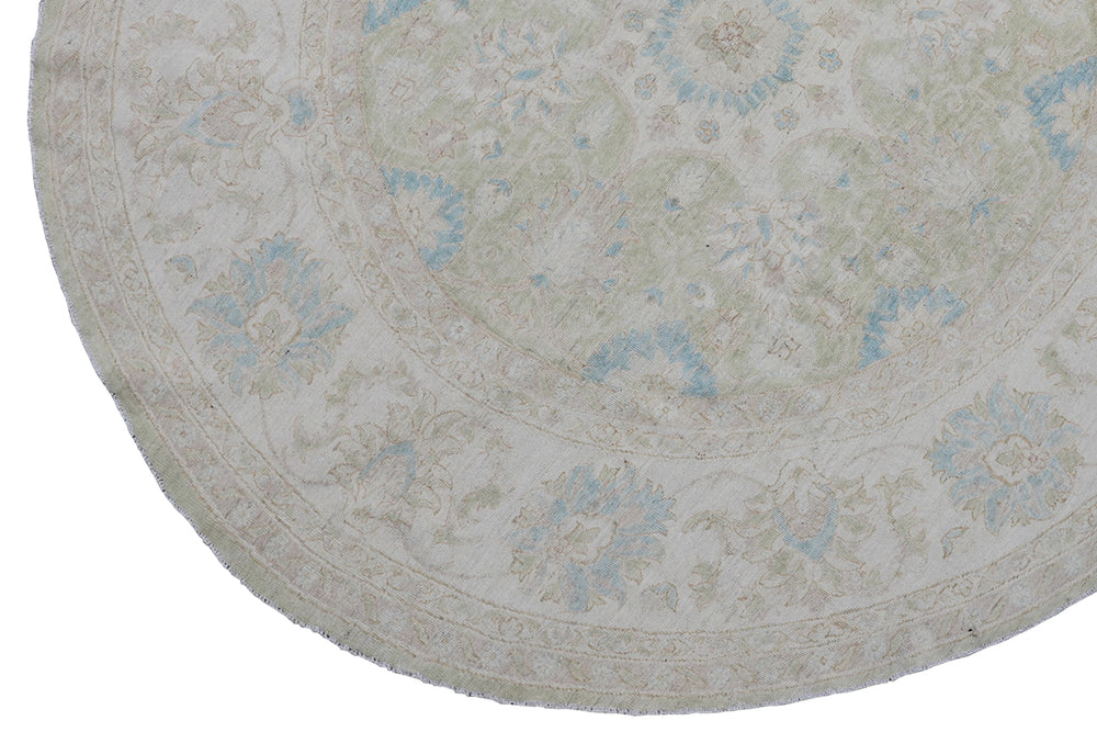 6'x6' Soft Blue Beige Green Ariana Transitional Round Wool Rug