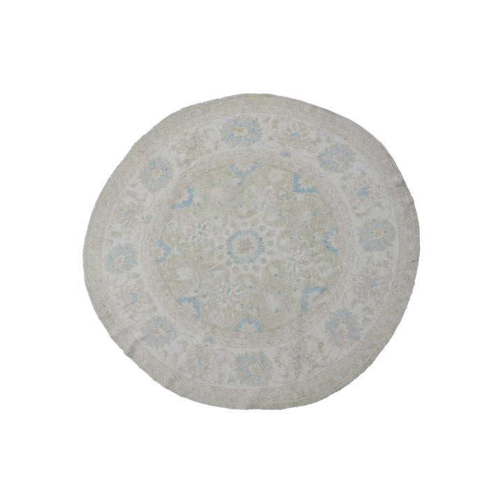 6'x6' Soft Blue Beige Green Ariana Transitional Round Wool Rug