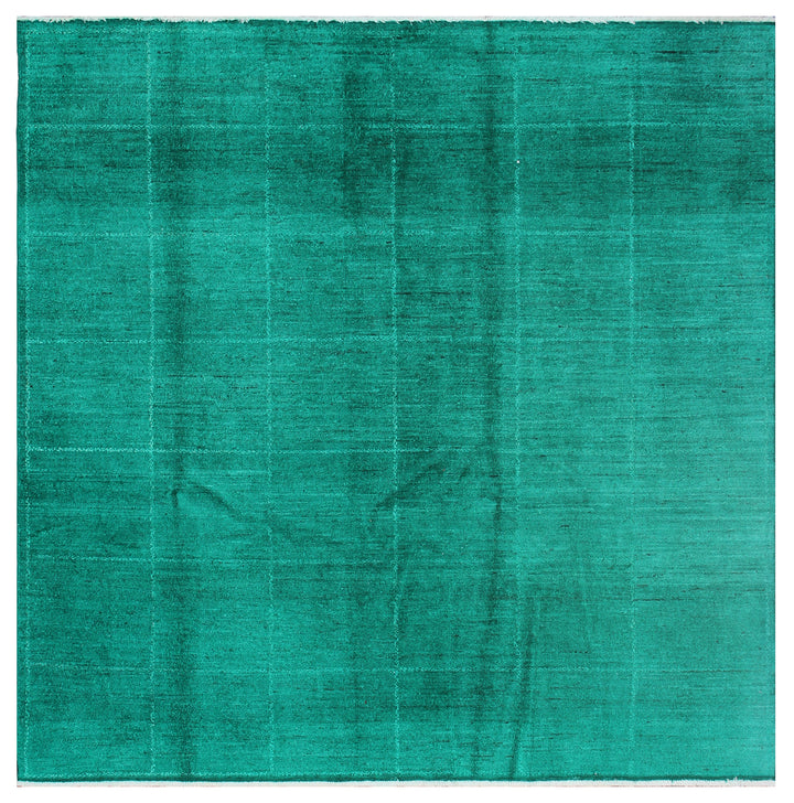 6'x6' Square Rug | Green | Geometric Over-dye Rug