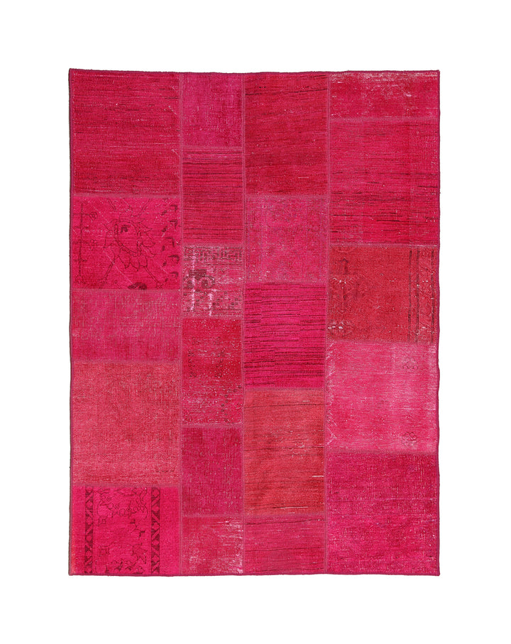 6'x8' Afghan Rug | Hot Pink Area Rug | Patchwork Overdyed Wool Rug