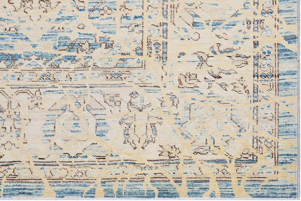 6x8 Ariana Agra Blue and Ivory Traditional Rug