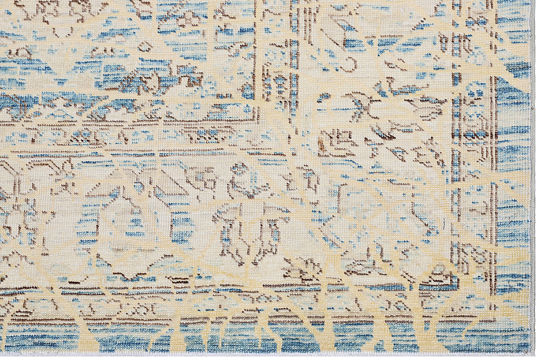 6x8 Ariana Agra Blue and Ivory Traditional Rug