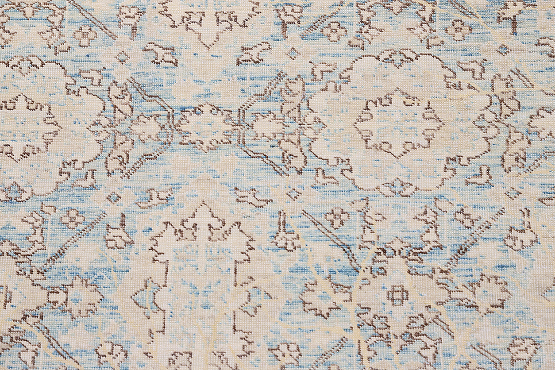 6x8 Ariana Agra Blue and Ivory Traditional Rug